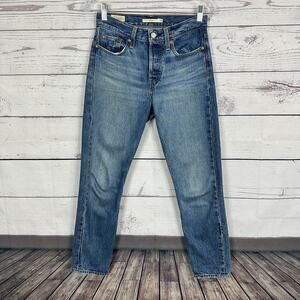 Levis Jeans Womens 25 Wedgie Blue Skinny High Rise Button Fly Retro Classic City